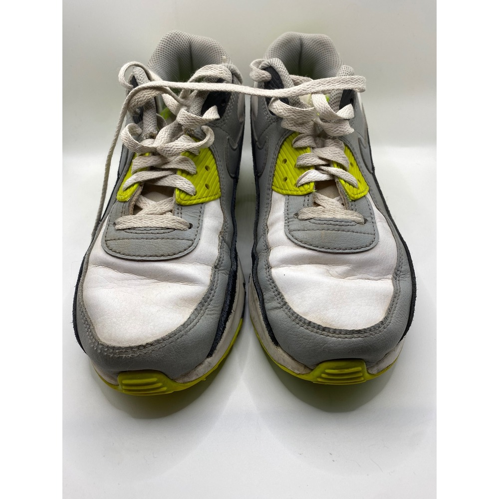 Kids Nike Air Max 90 Sneakers White Gray Neon Yellow Green Size 7Y‎ - Picture 2 of 7